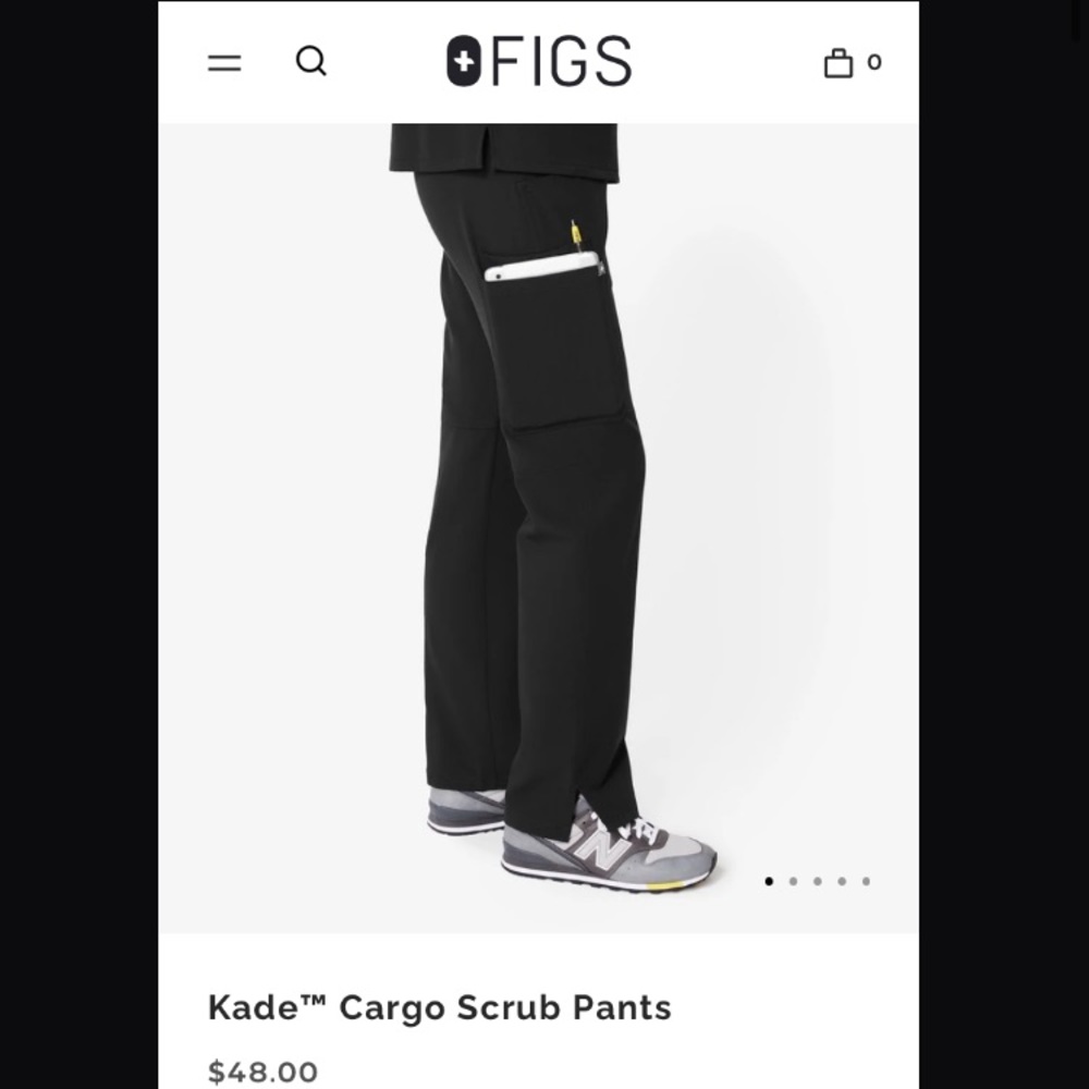 Figs Kade Scrub Black Cargo Pants Size XS